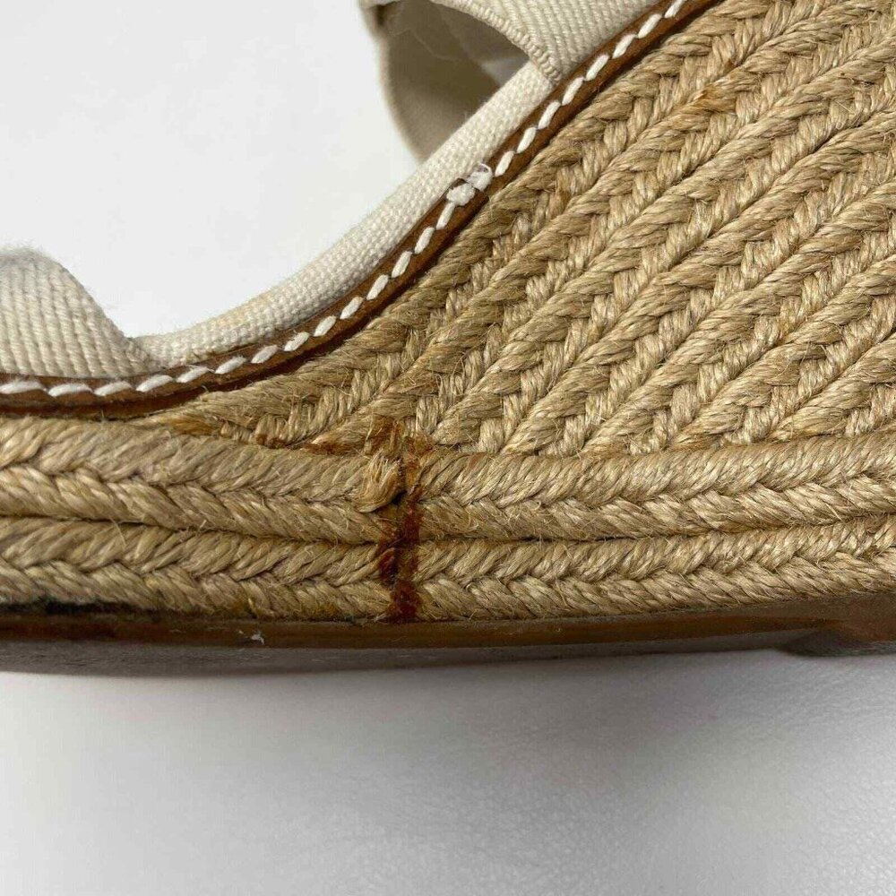 Tory Burch Adonis Crisscross Sandals Womens Size 9 Wedge Espadrilles Beige - Picture 4 of 12